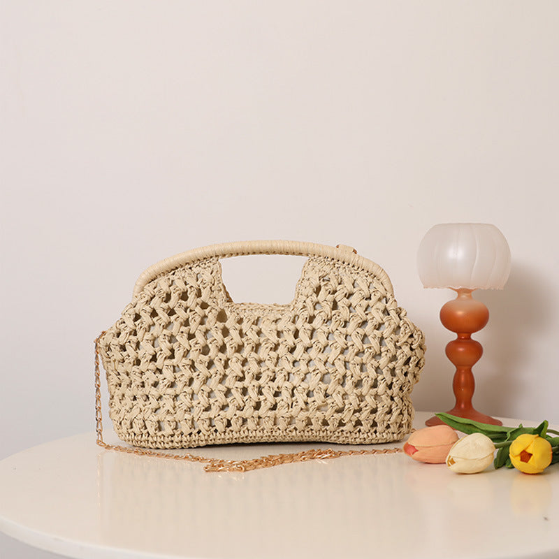 Clip Straw Woven Fashion Clutch Seaside Vacation Women's Shoulder Bag