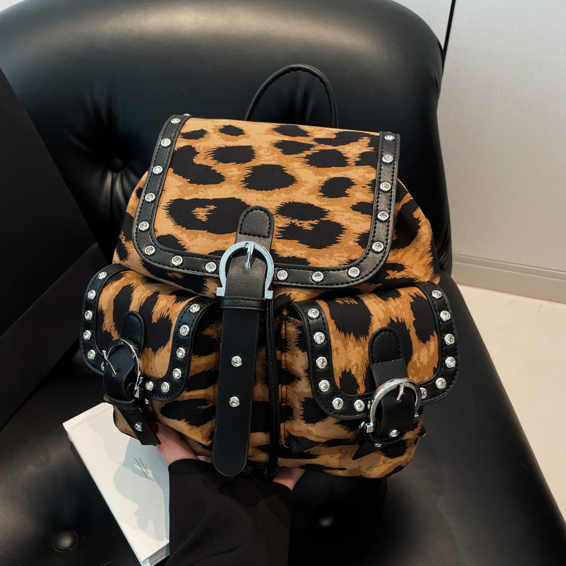 Retro Personalized Leopard Print Trendy Fashion Women's Backpack