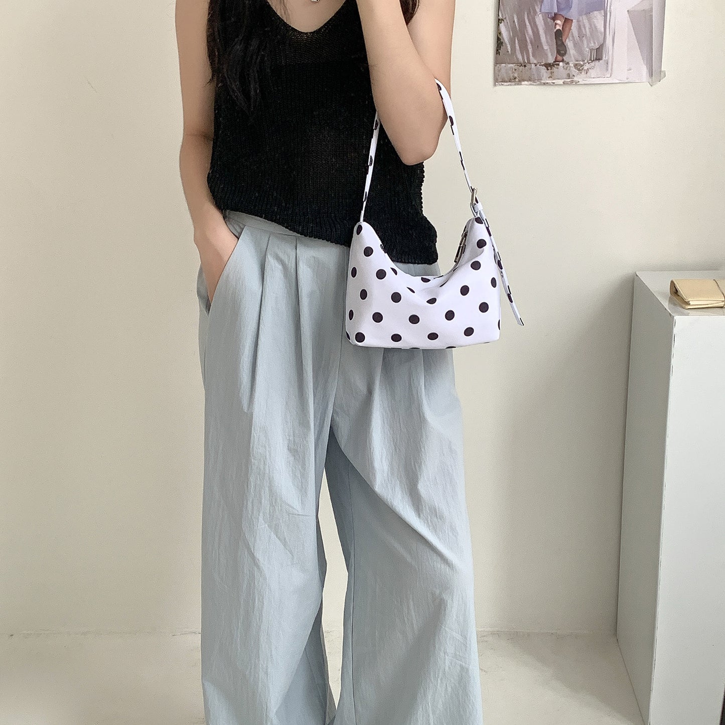 Women's Korean Fashion Nylon Commuter Niche Polka Dot Women's Shoulder Bag