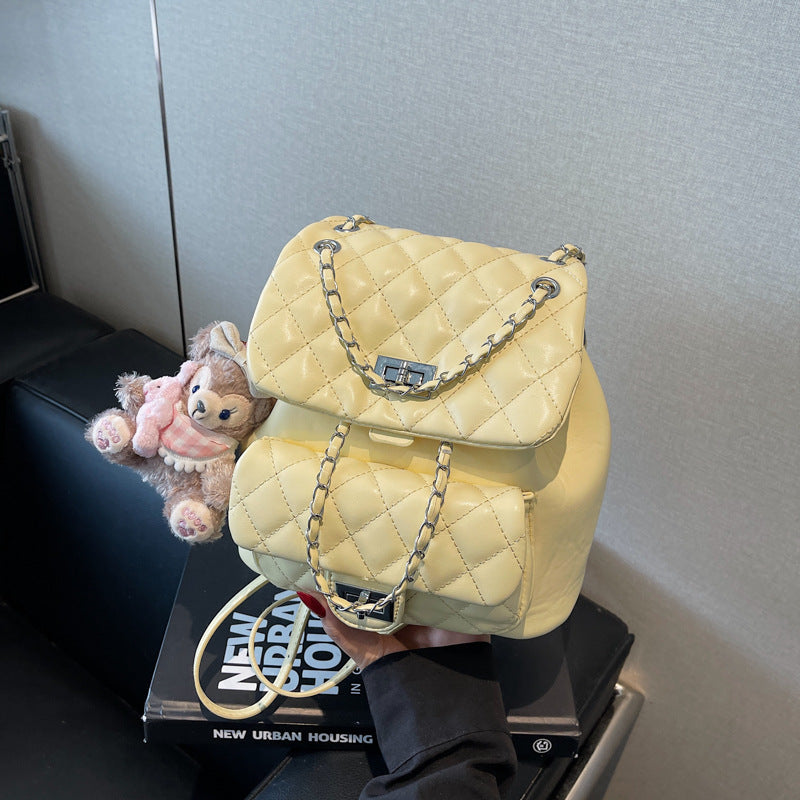 Women's Classic Style Rhombus Chain Trendy Niche Backpacks