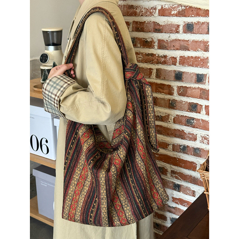 Women's Niche Ethnic Style Canvas Retro Commuter Women's Shoulder Bag