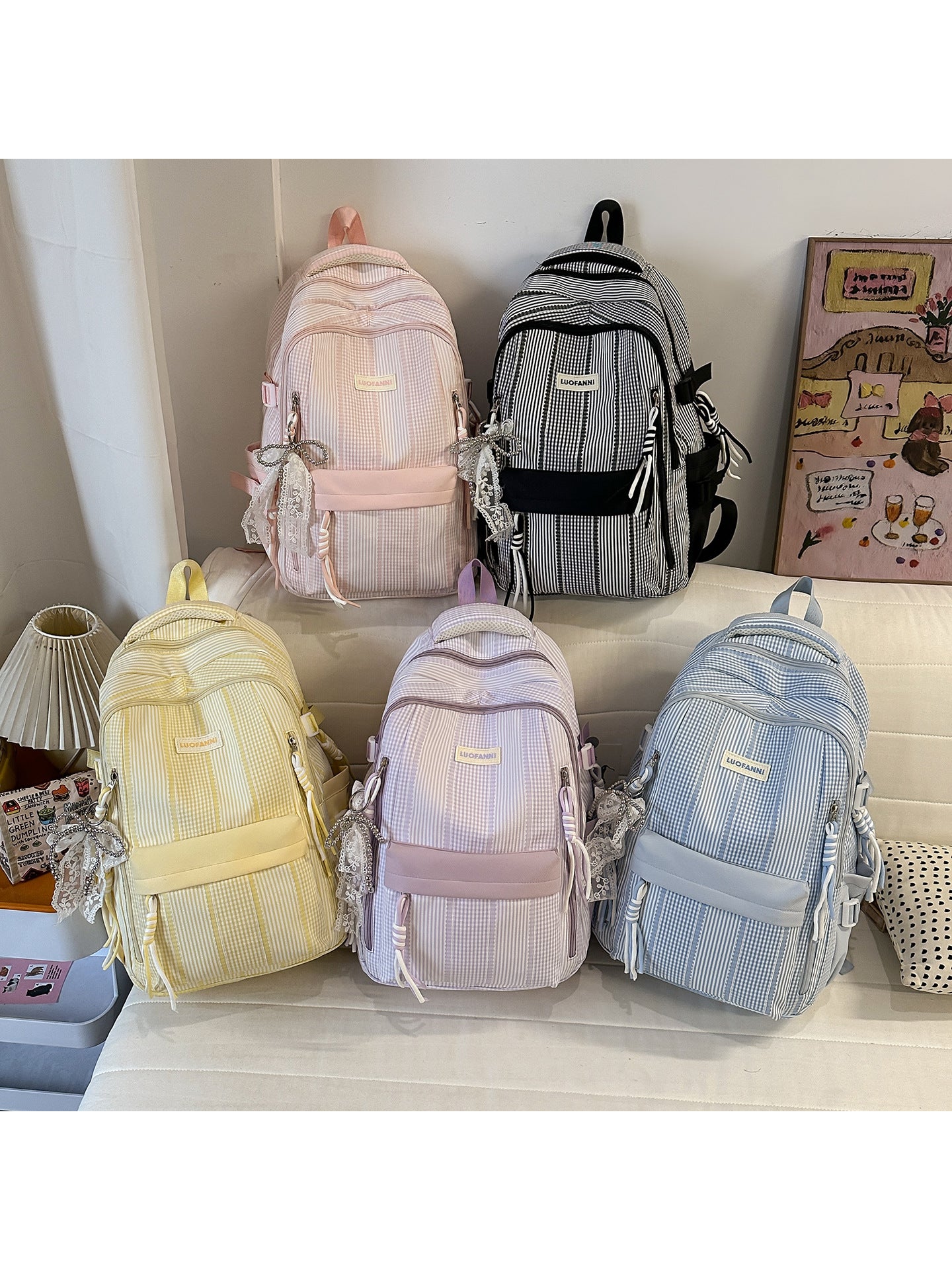 Style Vertical Bow Good-looking Junior High Backpacks