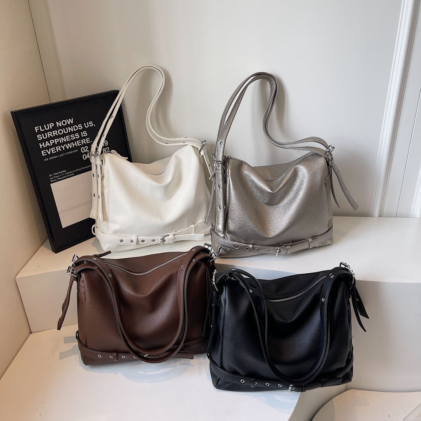 Motorcycle Simple Commute Korean Style Vintage Shoulder Bags