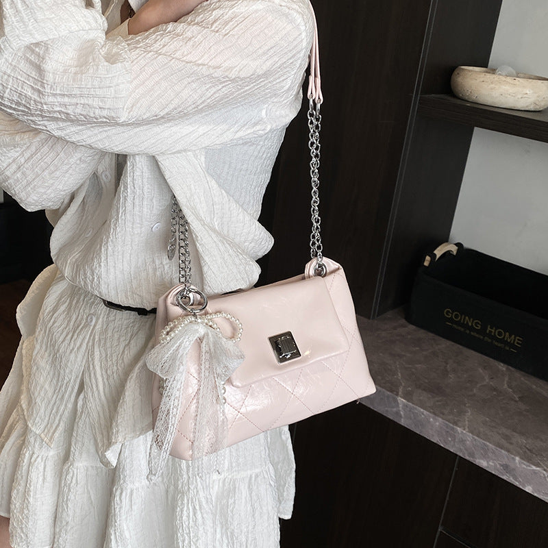 Women's Style Diamond Pattern Chain Summer Plaid Twist Leisure Women's Messenger Bag