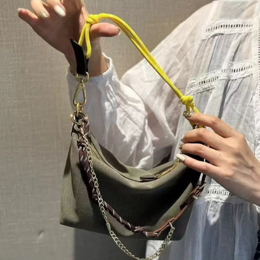 Versatile Large Capacity Contrast Color Commuter Surfing Canvas Women's Shoulder Bag