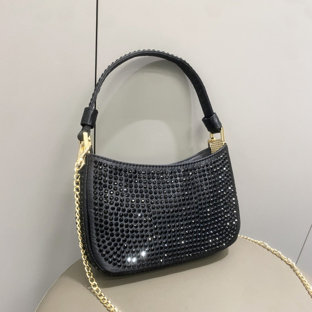 Women's Shiny Diamond Underarm Lady's Chain Dinner Bags