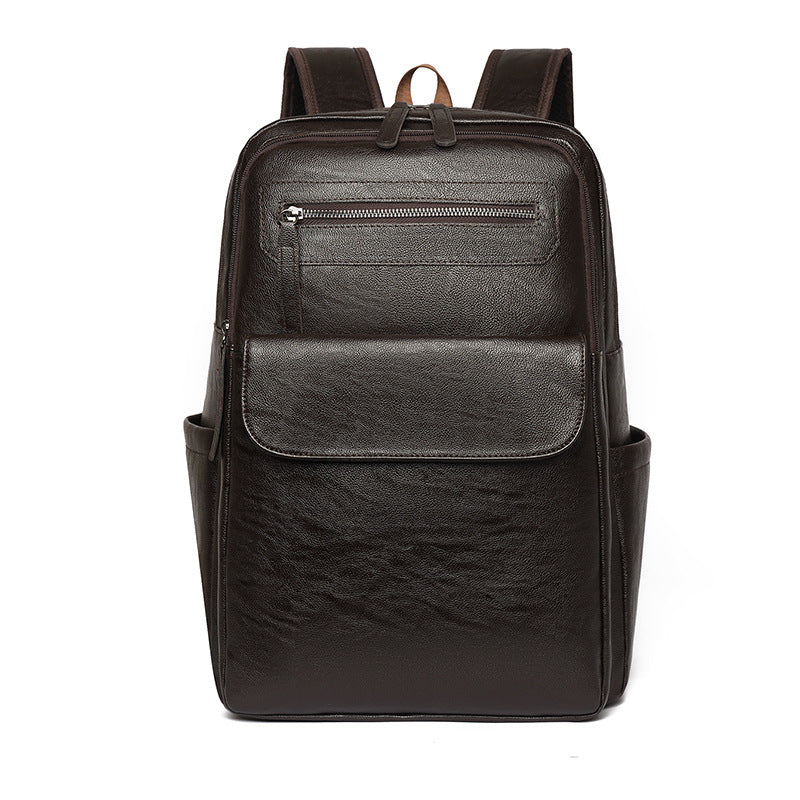 Creative Men's Large Capacity Computer Leather Leisure Backpack