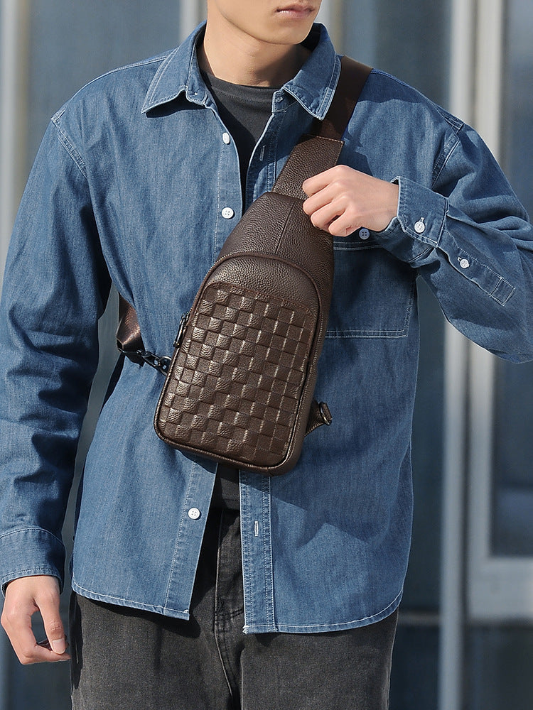 Men's Fashion Leather First Layer Cowhide Business Large Bags