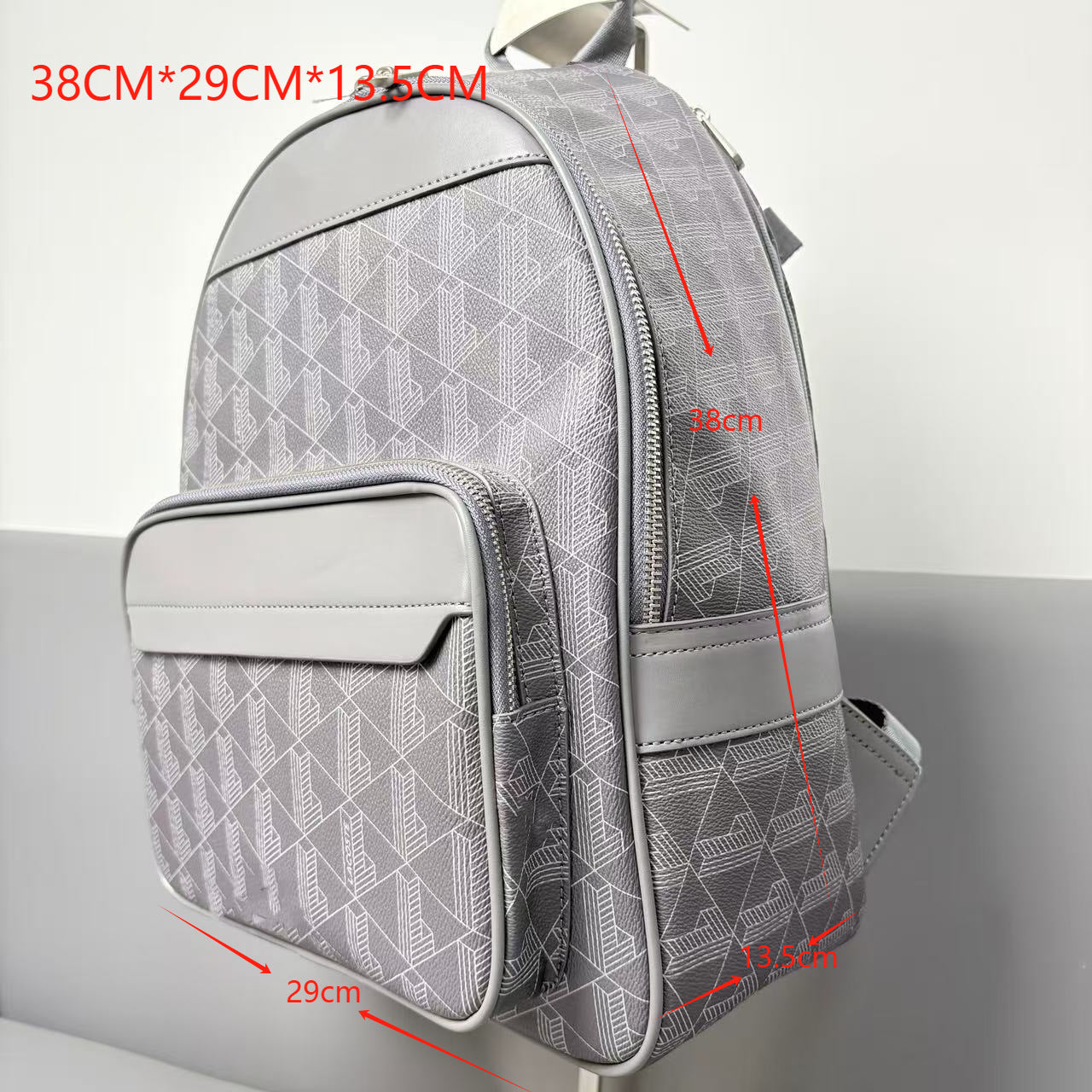 Men's Fashion Personalized Printed Leather Lettered Classic Large Leisure Backpack