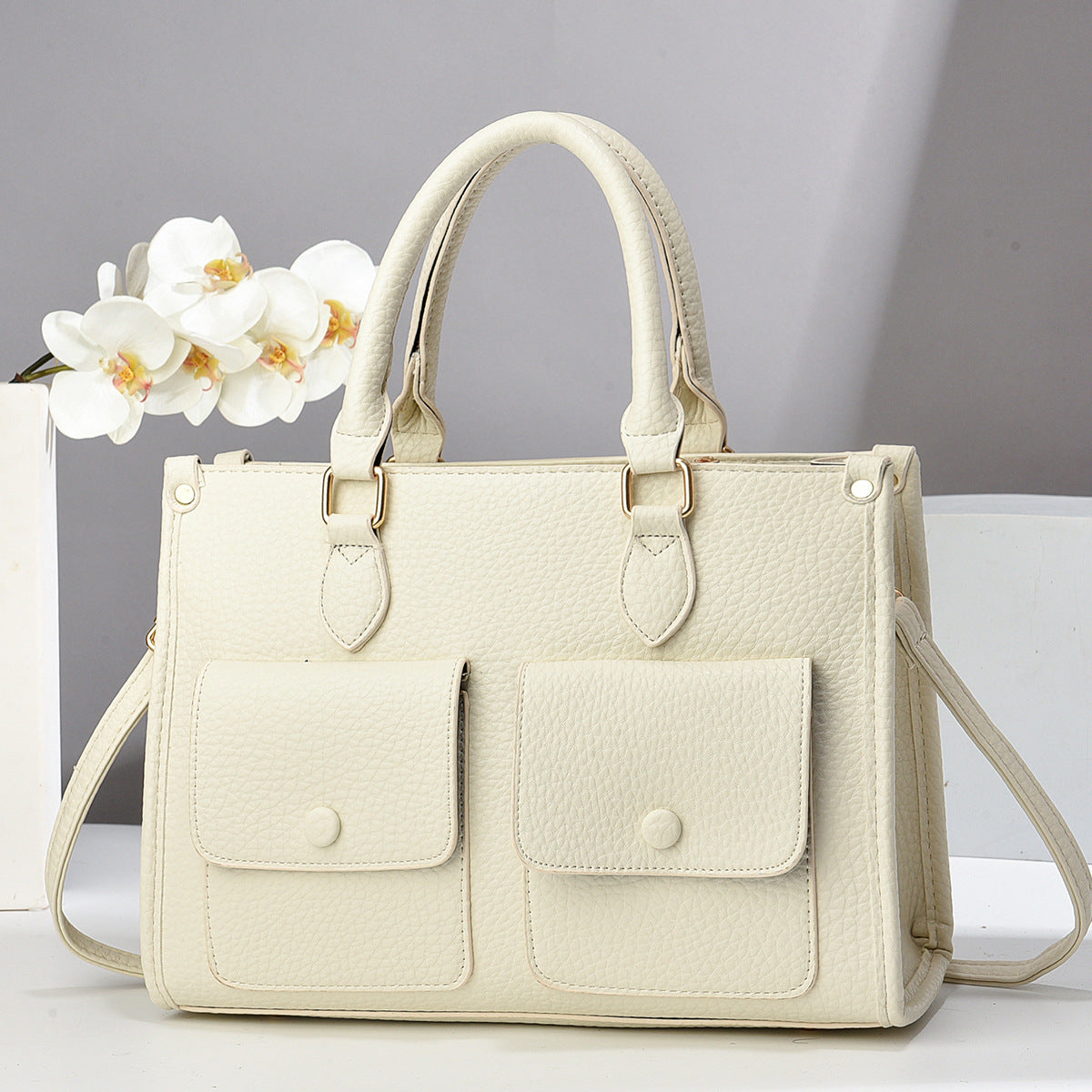 Simple Spring Fashion Double Pocket Portable Women's Shoulder Bag