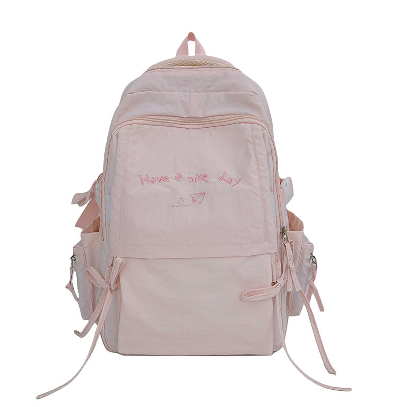Women's Capacity Solid Color Simple Junior High Backpacks