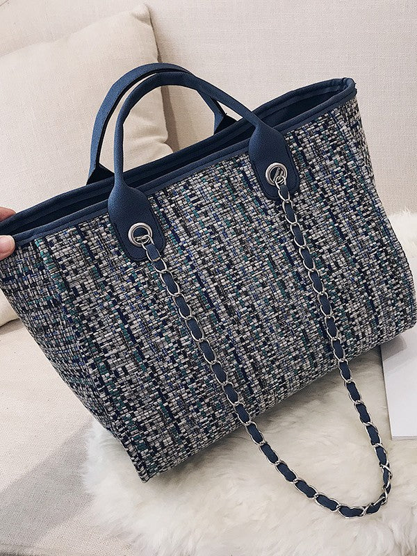 Women's Korean Fashion Plaid Contrast Color Chain Bucket Bags