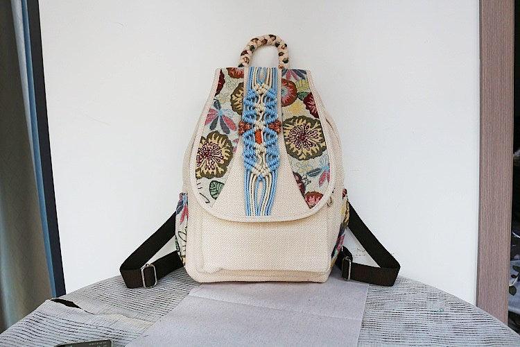 Women's Vintage Printing Wax Line Woven Fresh Women's Backpack