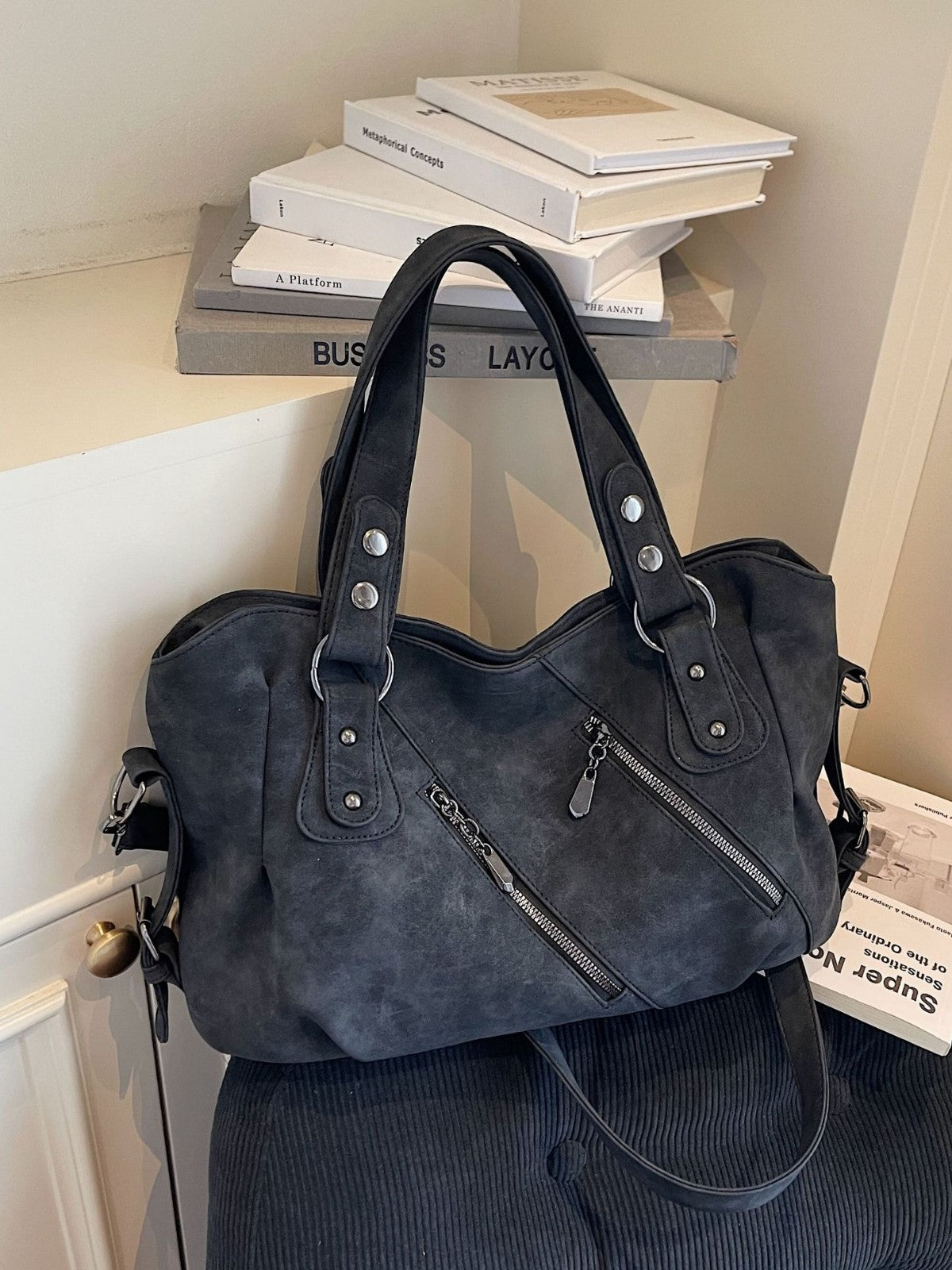 Large Capacity American Retro Frosted Commuter Tote Bag