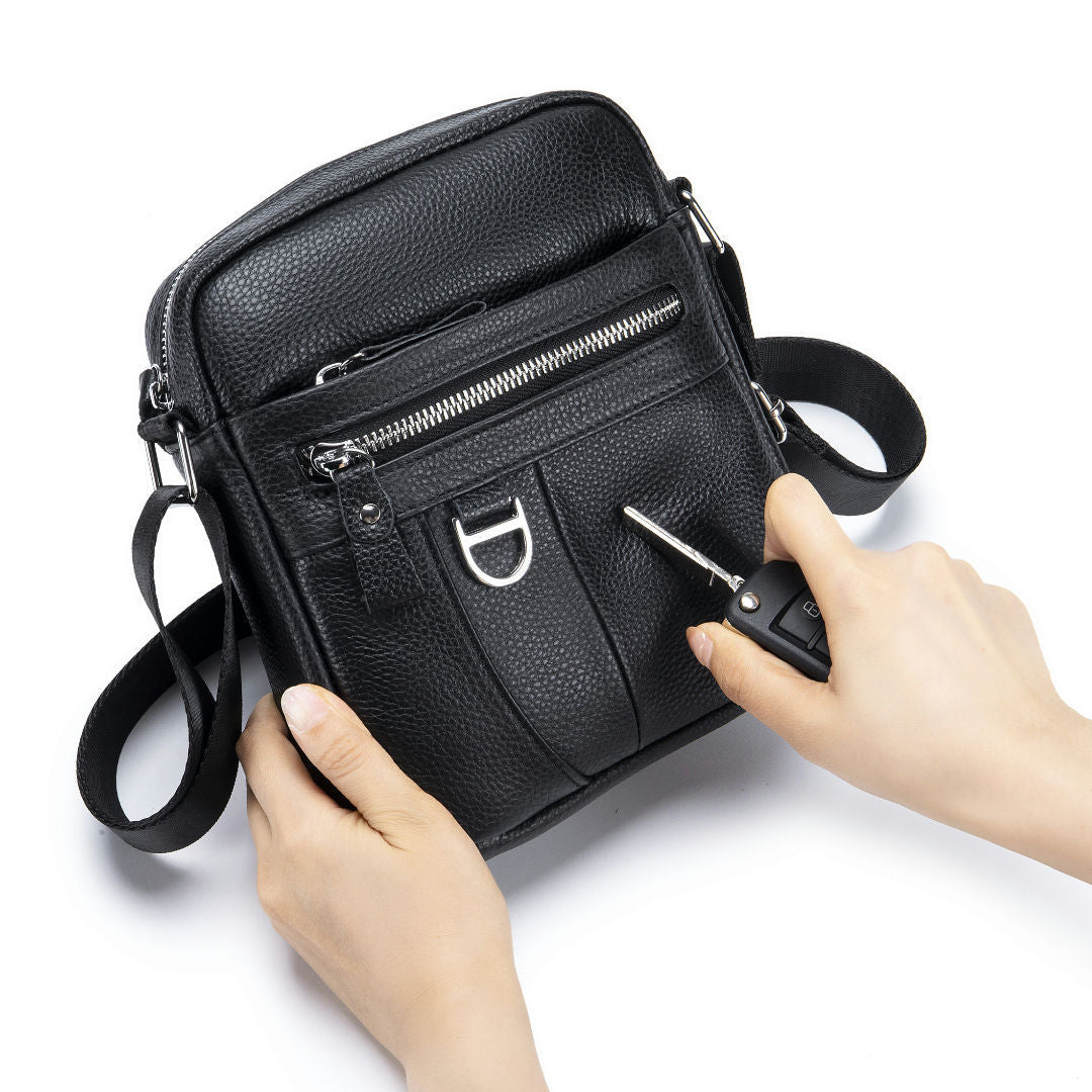 Men's Layer Cowhide Business Leisure Mini Genuine Men's Messenger Bag