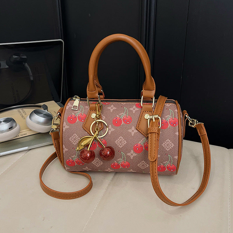 Women's Cute Cherry Print Boston Pillow Fashion Bags