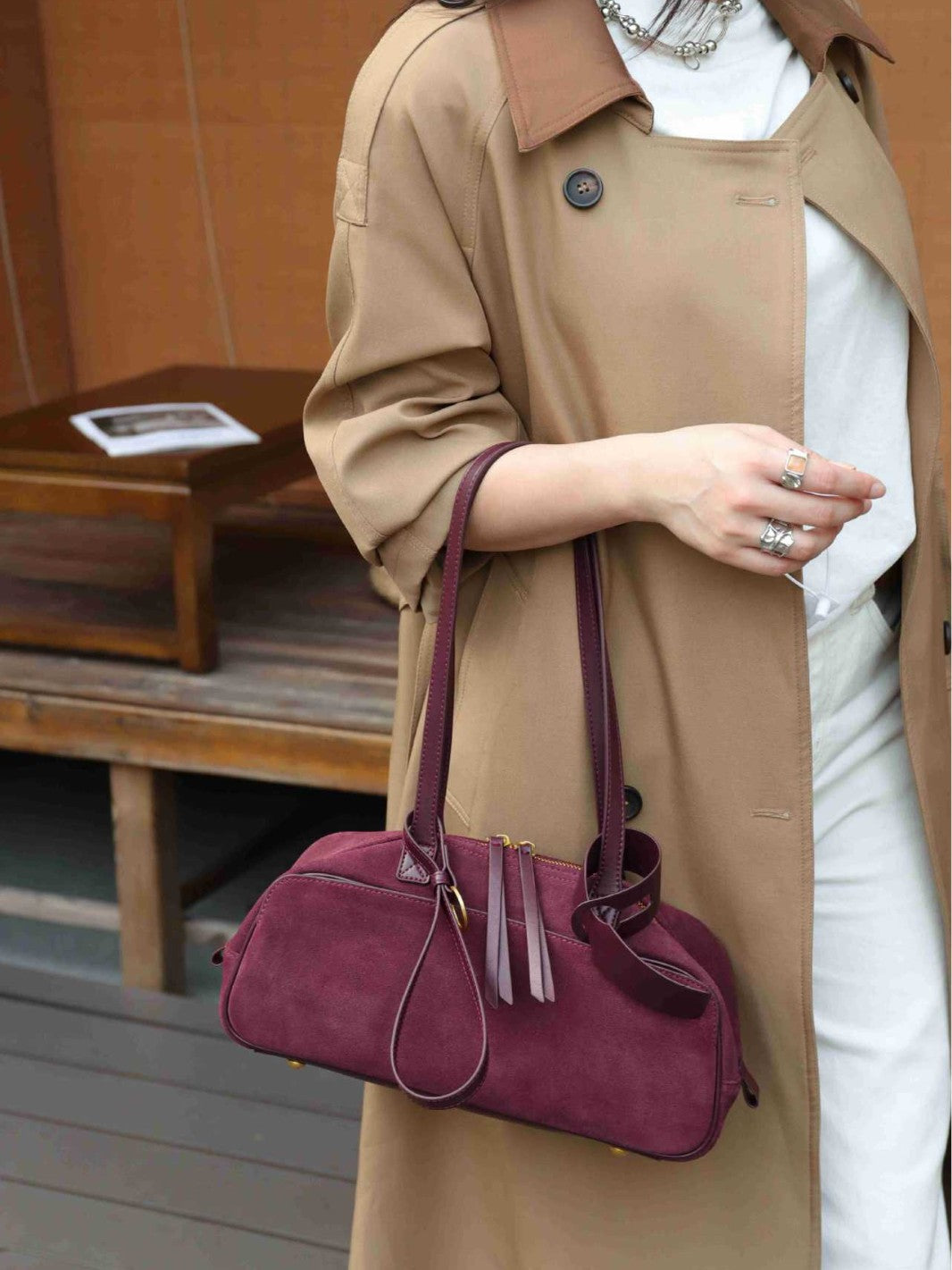 Women's First Layer Frosted Cowhide Boston Vintage Genuine Shoulder Bags