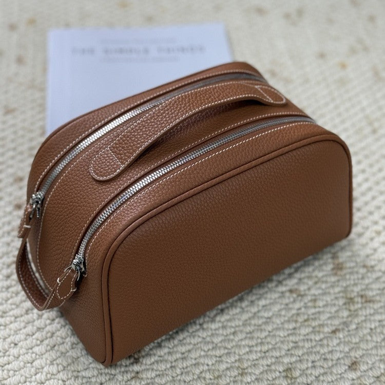 Layer Cowhide High-grade Portable Large Capacity Makeup Bag