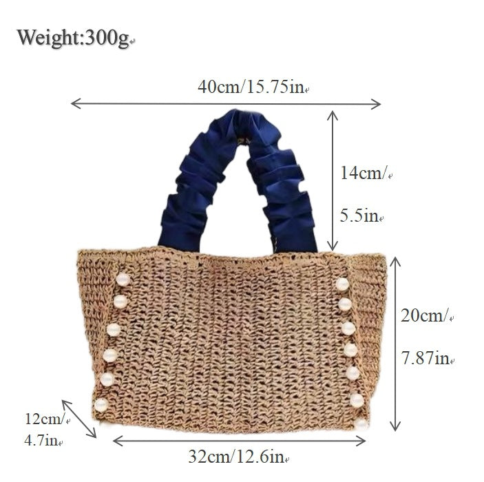 Women's Pearl Straw Female Hand-woven High Sense Bags