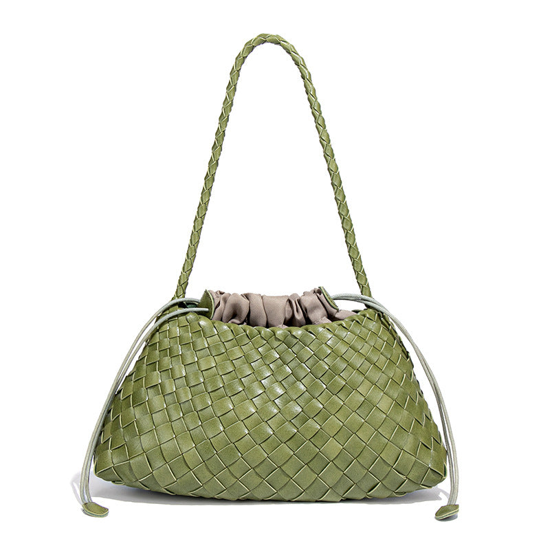 Women's Niche Underarm Woven Vegetable Basket Personality Bucket Bags