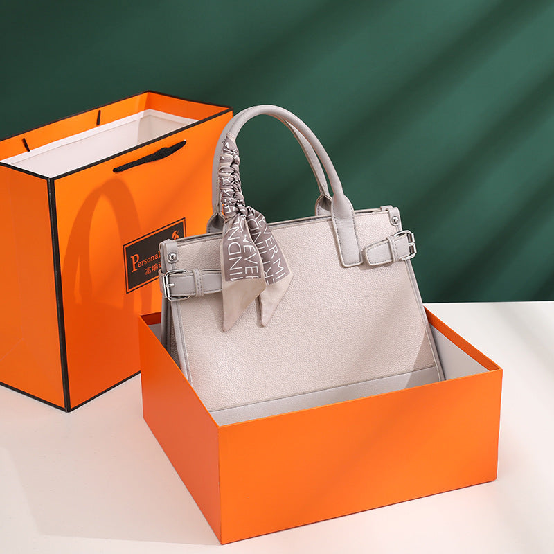 Women's Fashion Large Capacity Simple With Silk Scarf Women's Messenger Bag