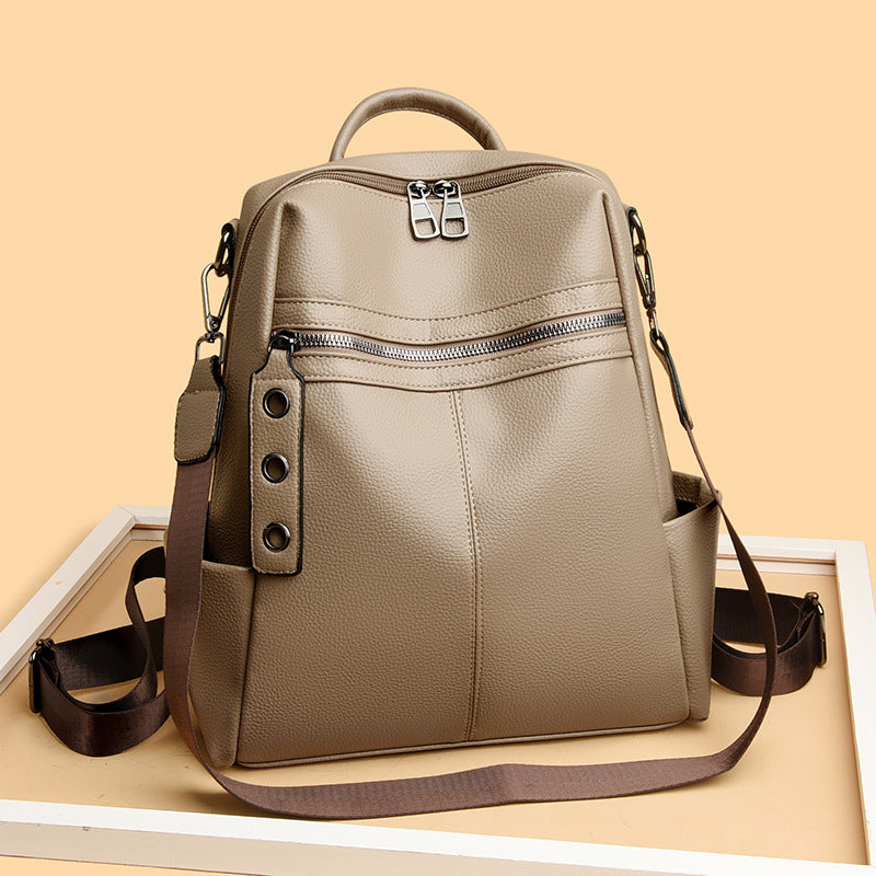 Women's Texture Soft Leather Large Capacity Travel Bags