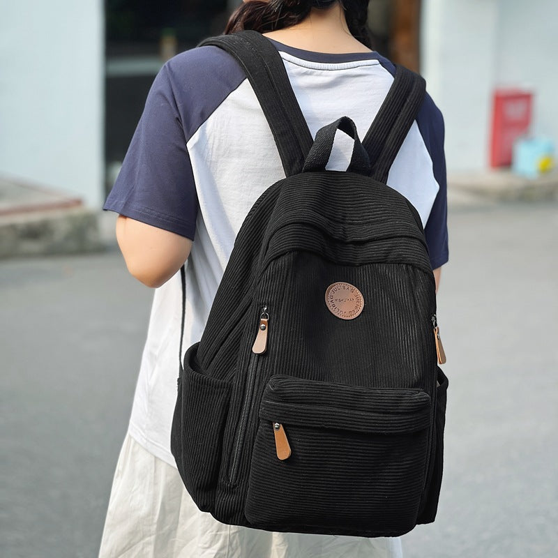 Men's College Fashion Corduroy Large Capacity Leisure Backpack