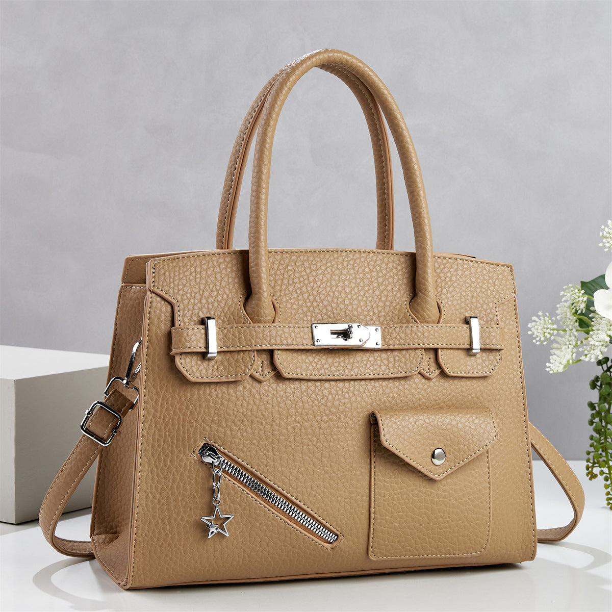 Women's Large Capacity Lychee Pattern Korean Fashion Women's Handbag
