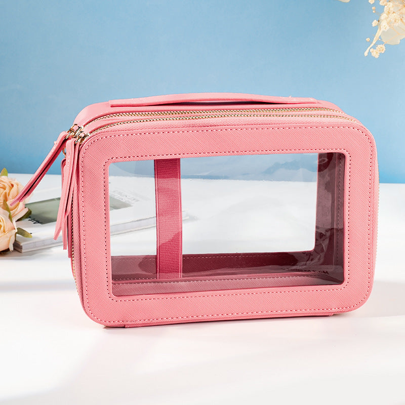Large Capacity Waterproof Storage Portable Out Double Layer Transparent Bags