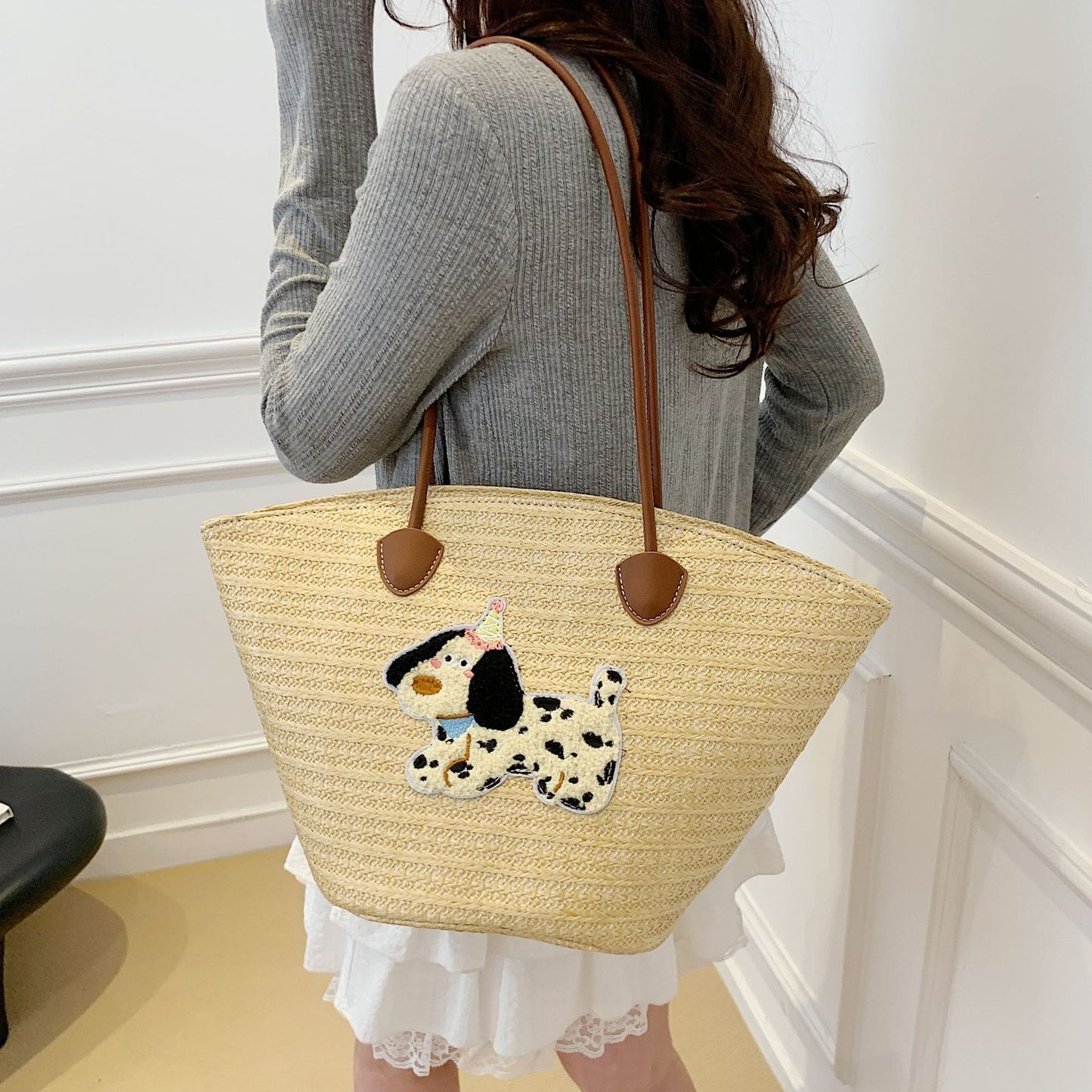 Women's Commuter Large Capacity Straw Woven Beach Trendy Tote Bag