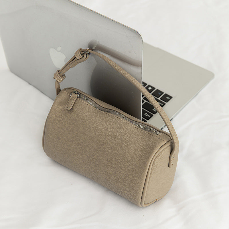 Korean Niche Design Simple Round Minimalist Lychee Women's Messenger Bag