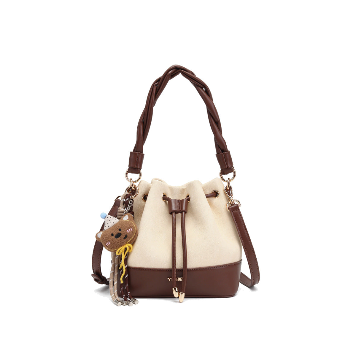 Trendy Color Twist Hand-held Pleated Carrying Bucket Bag