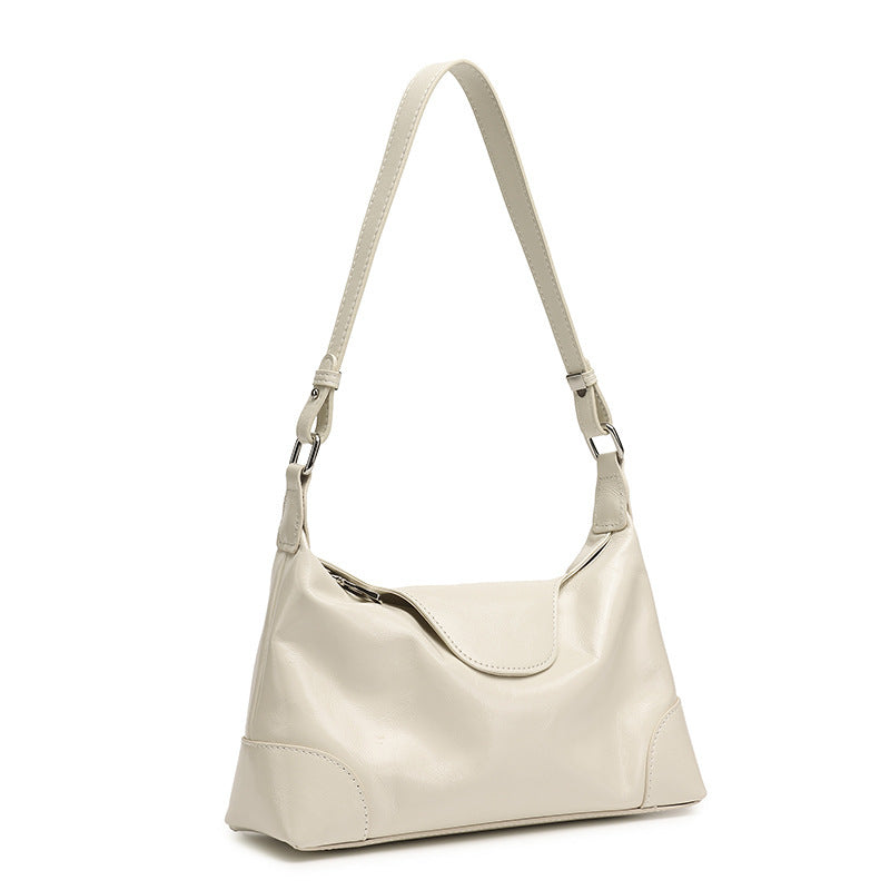 Women's Underarm Baguette Leather Oil Wax Design Women's Messenger Bag