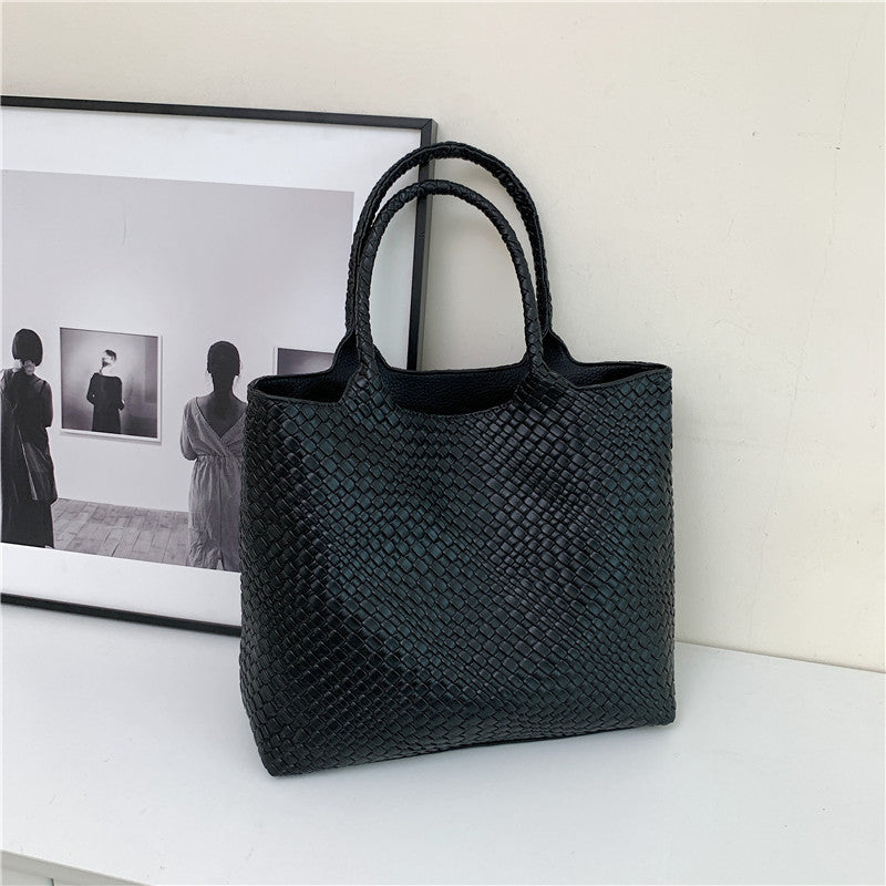 French Style High-grade Soft Leather Woven Shoulder Bags