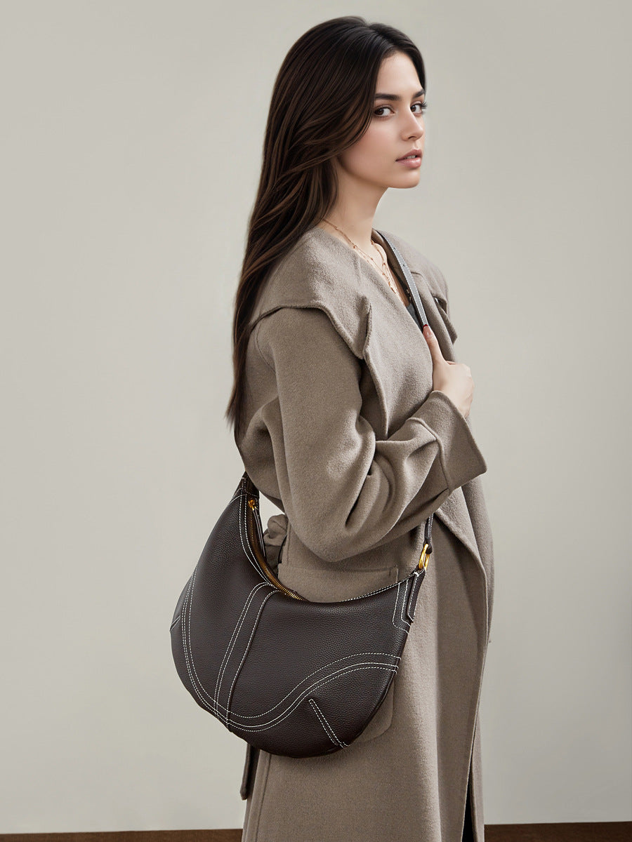 Underarm Genuine Leather Style Dumpling Fashion Women's Shoulder Bag