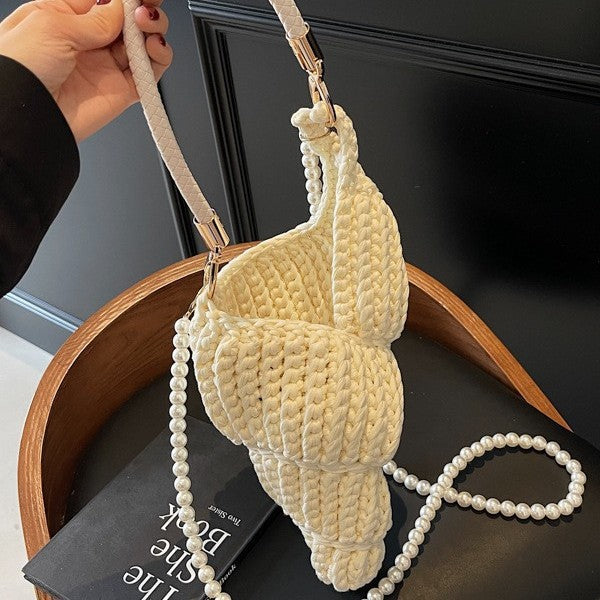Women's Hollow Crocheted Large Capacity Wool Conch Style Vacation Women's Shoulder Bag