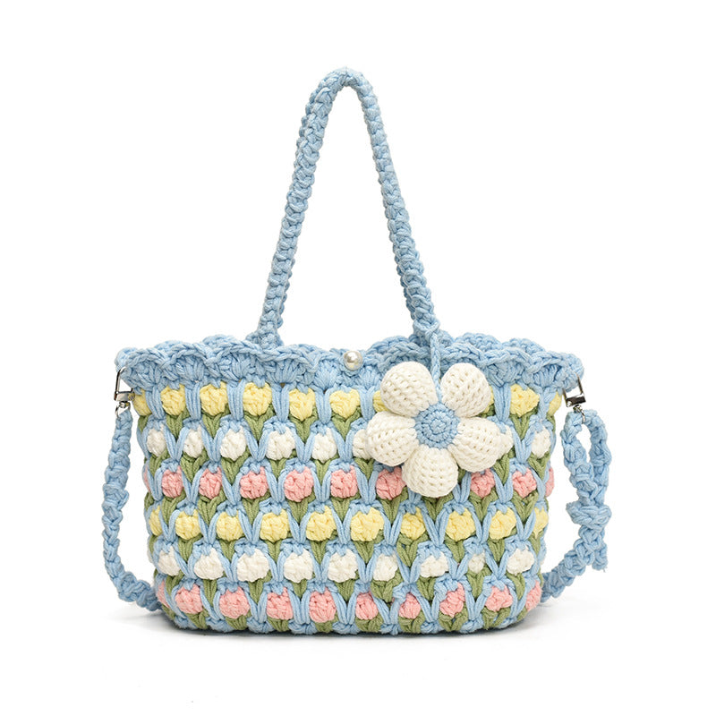 Tulip Wool Crocheted Woven Flower Sunflower Women's Messenger Bag