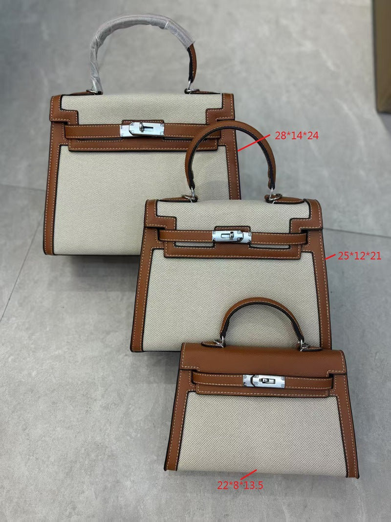 Women's Kelly Stitching Large Capacity Fashion Portable Bags