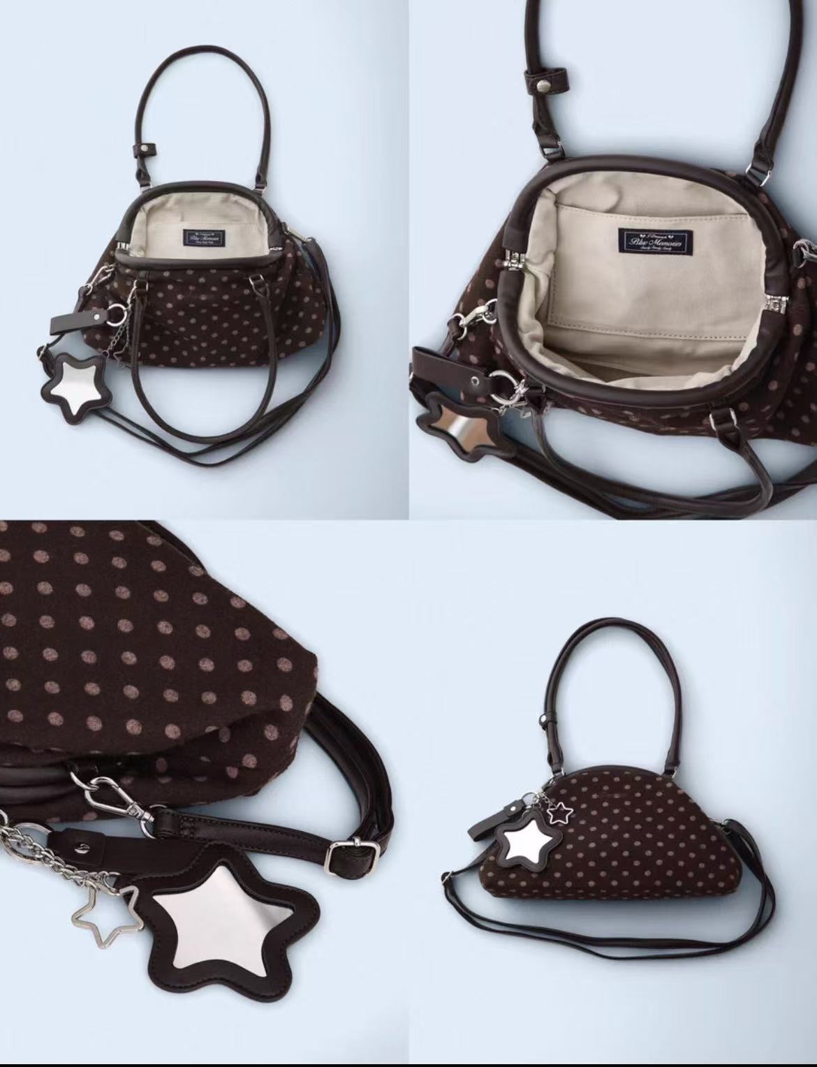 Second Hair Embroidery Leopard Print Mirror Pendant Underarm Bag