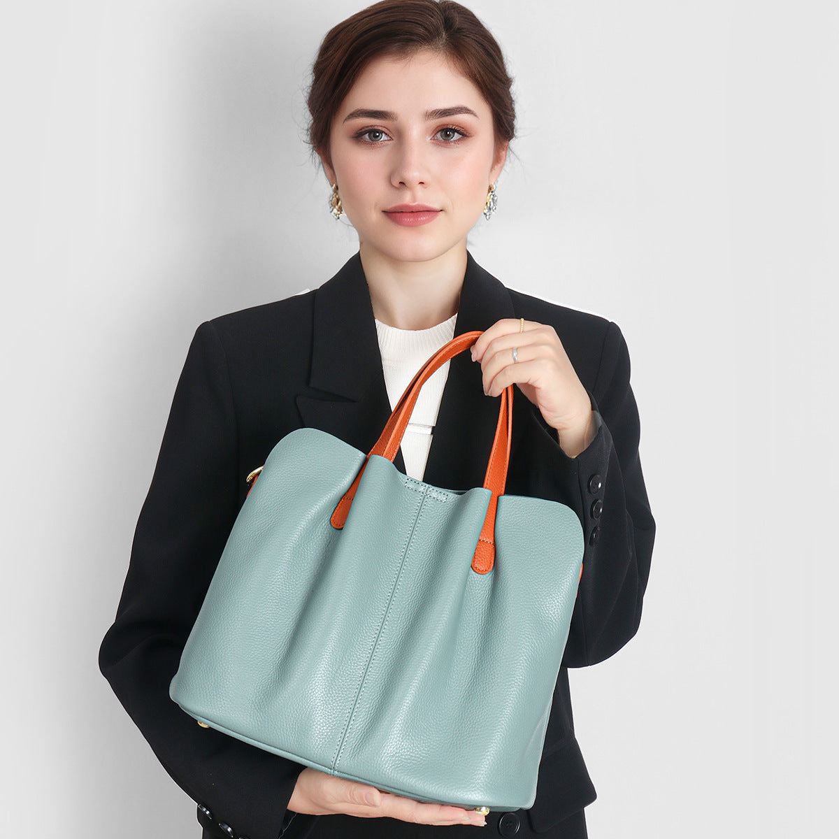 Women's Linen Blue Prepuce Commuter High Sense Tote Bag
