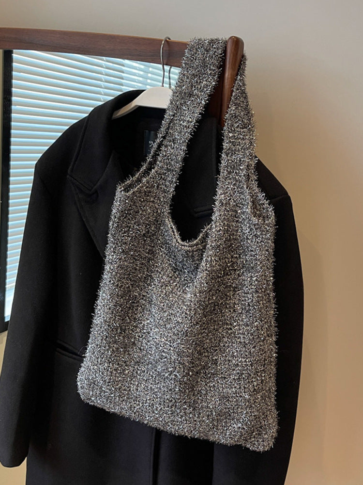 Popular Shiny Soft Knitted Simple Underarm Bags