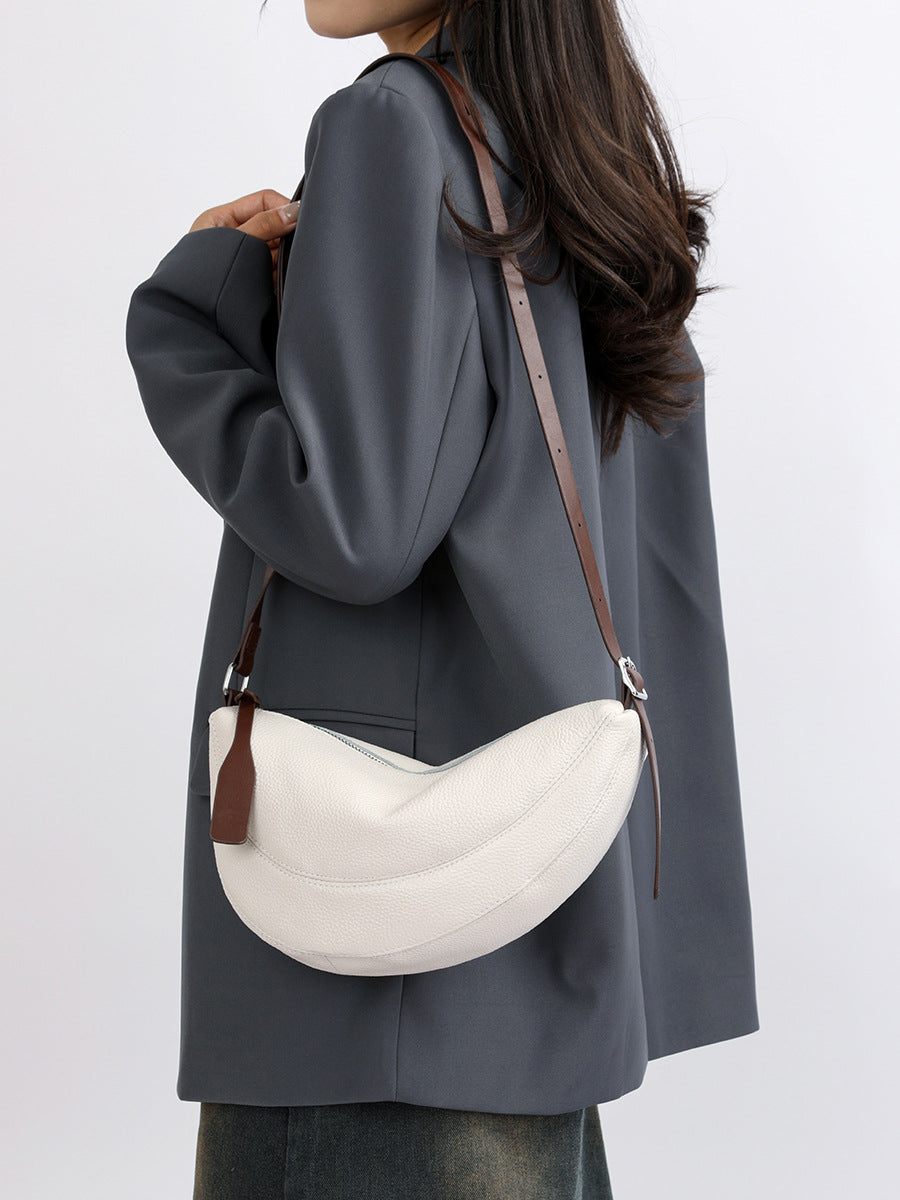 Women's First Layer Cowhide Commuter High-grade Soft Leather Horn Women's Shoulder Bag