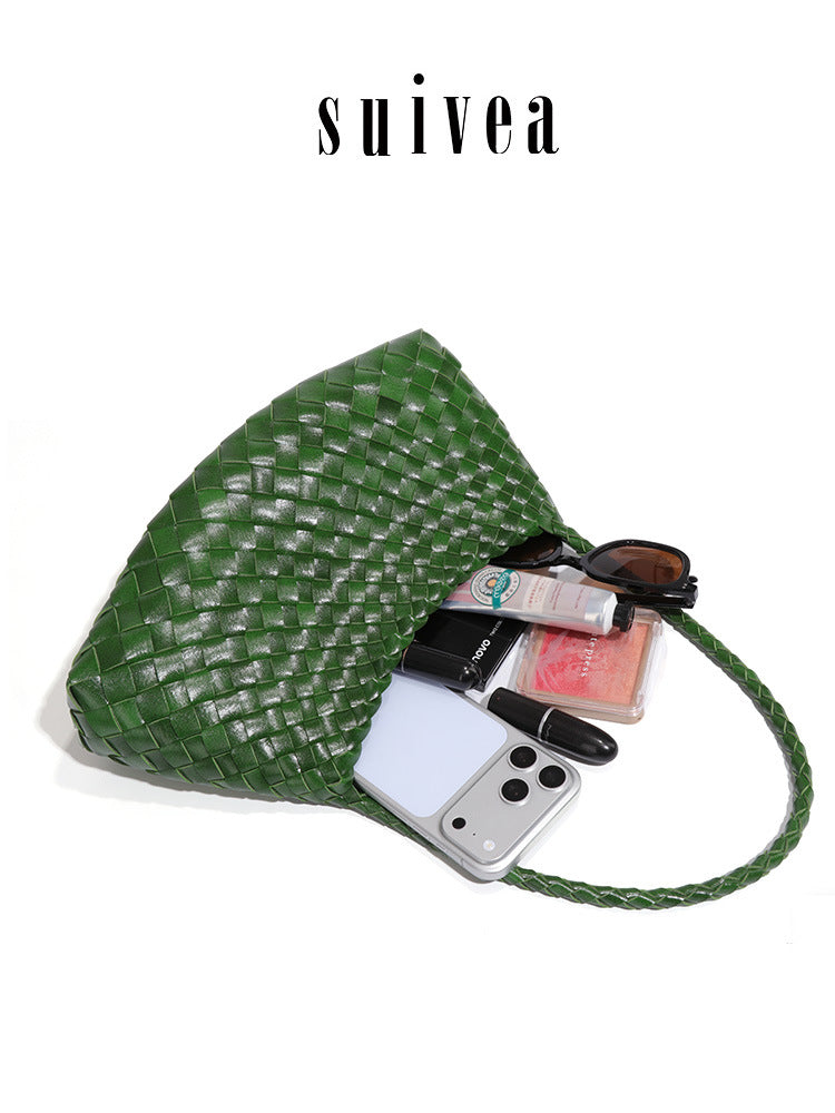 Fresh Woven Mori Style Artistic Underarm Korean Simple Dumpling Women's Shoulder Bag