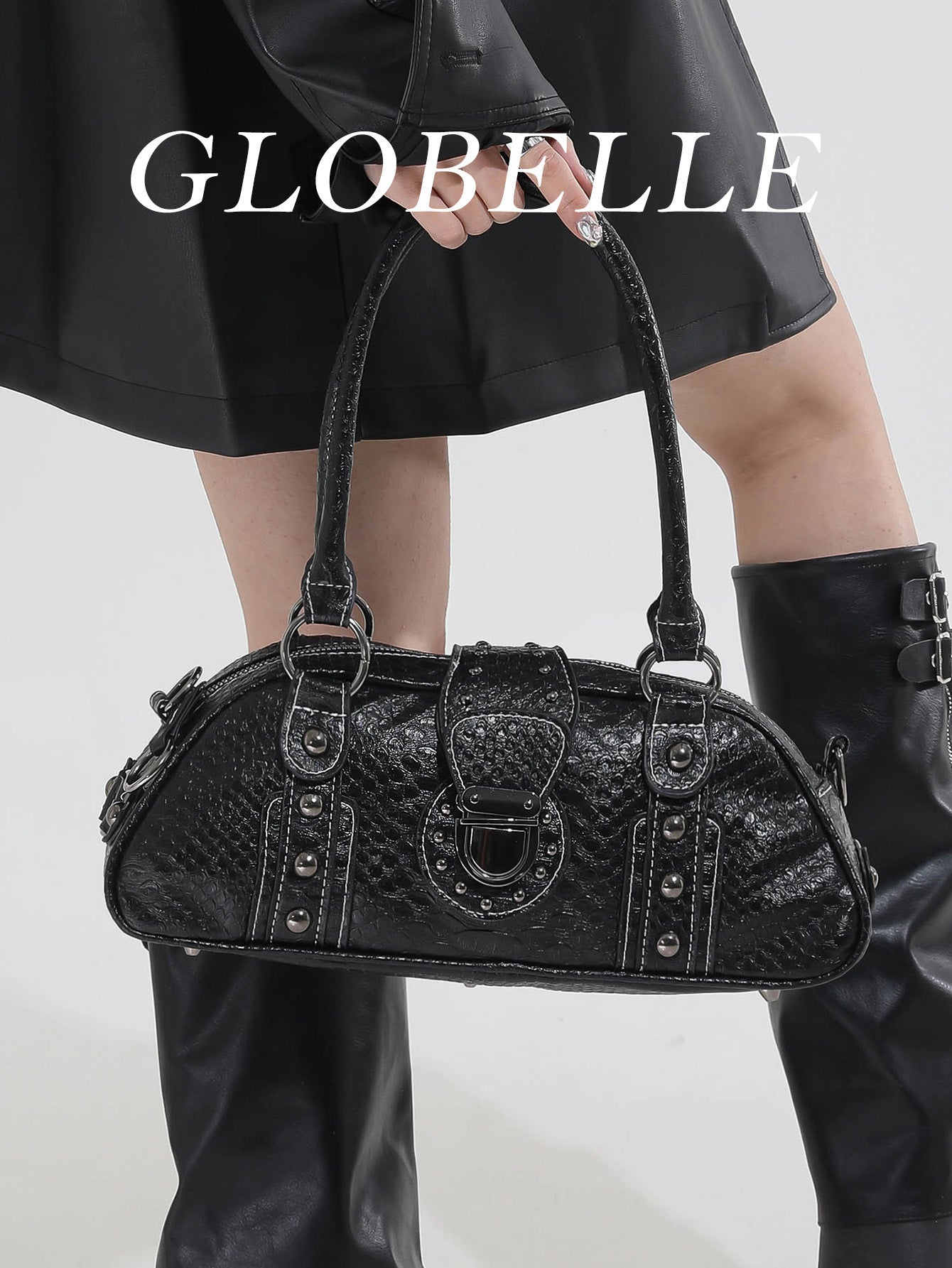 Underarm Fashion Snake Pattern Commuter Boston Retro Women's Shoulder Bag