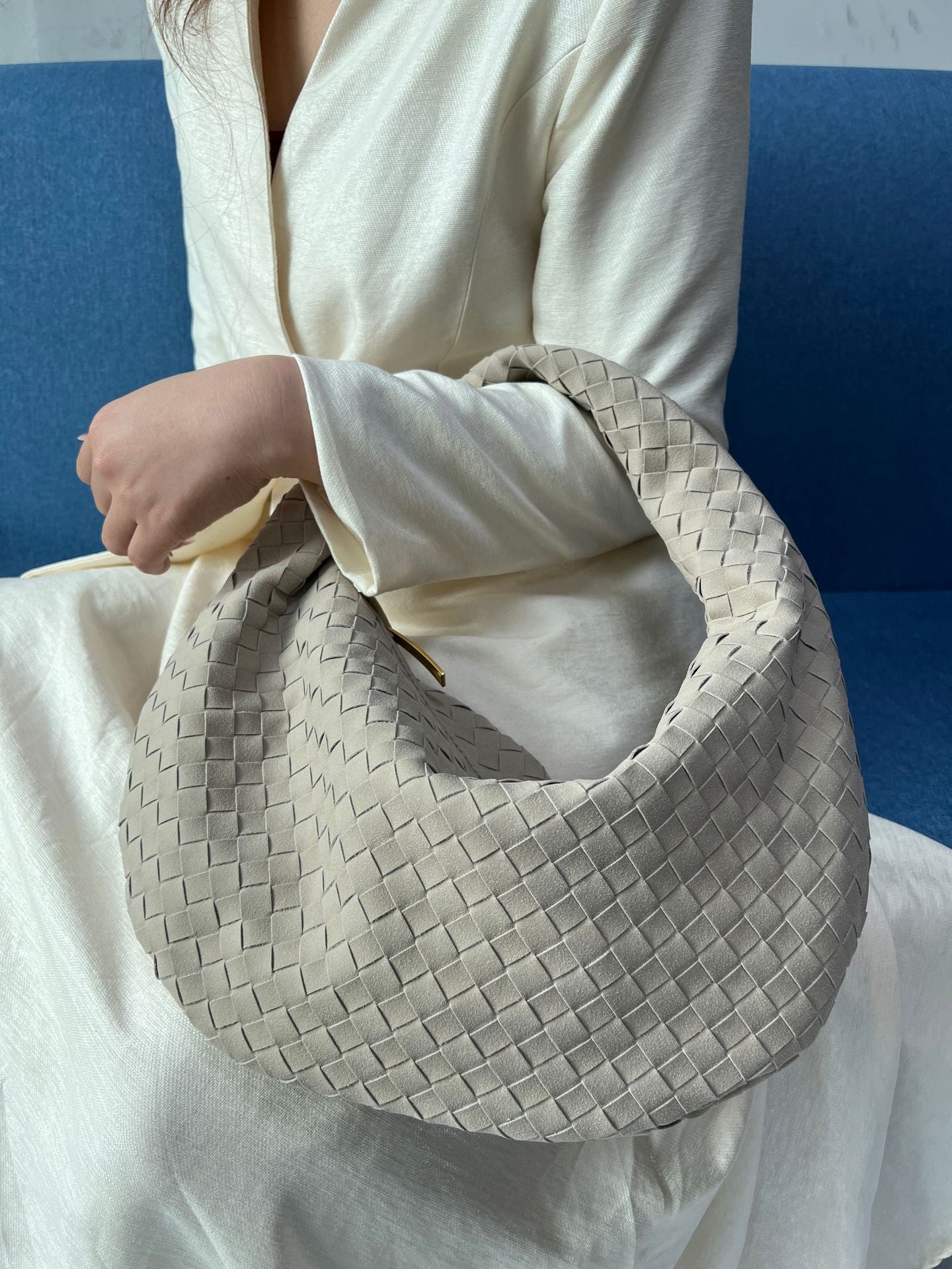 Large Frosted Woven Handmade Underarm Commute Shoulder Bags