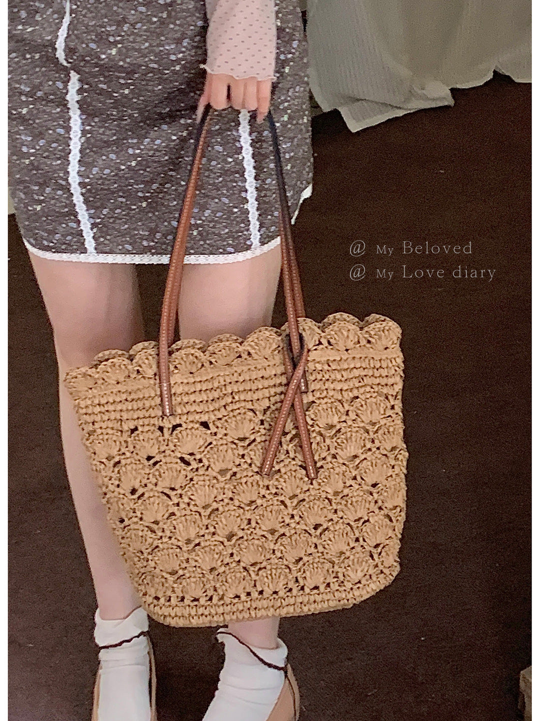 Women's Large Capacity Underarm Straw Simple Hollow Tote Bag