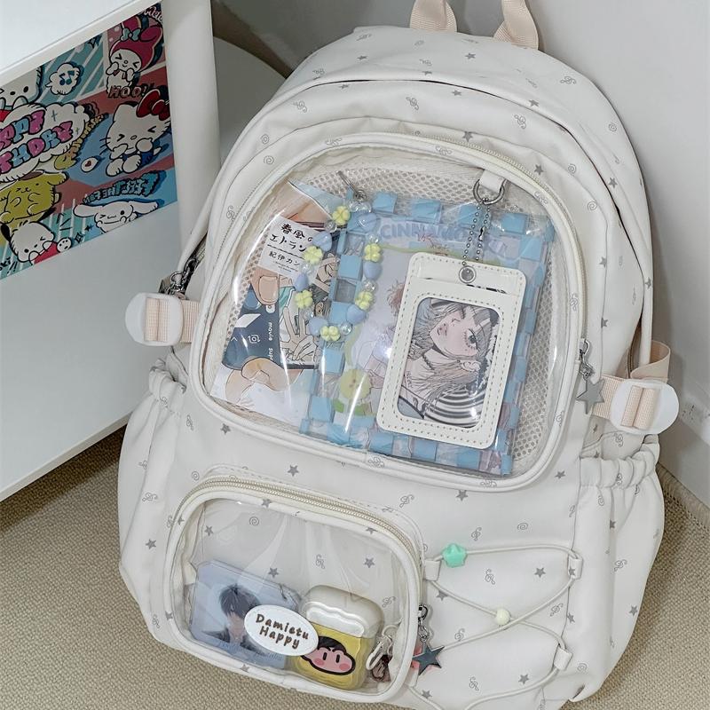 Good-looking Female Junior High Cute Style Transparent Bar Leisure Backpack