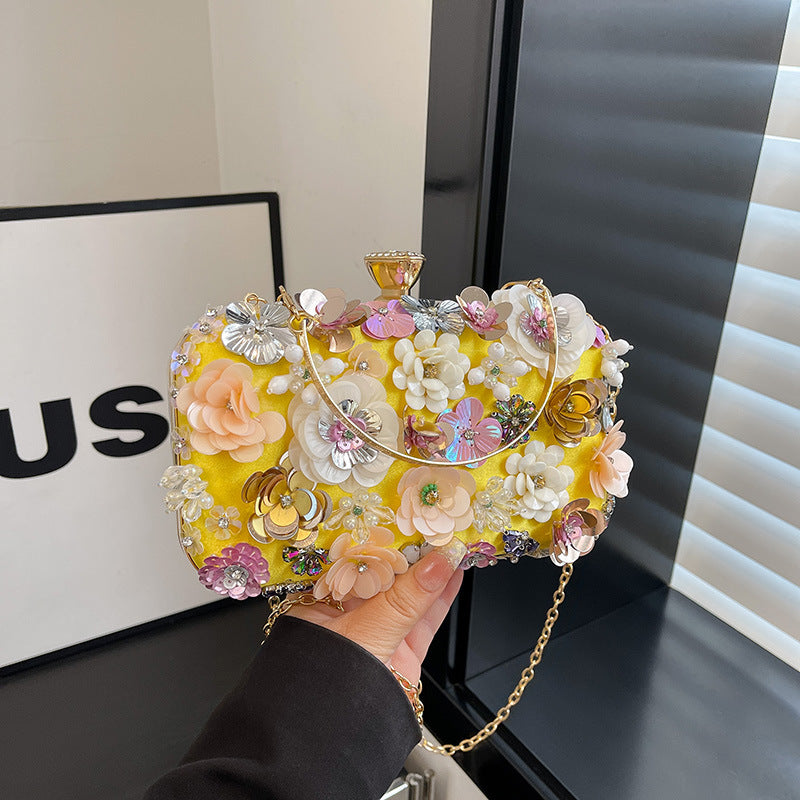 Women's Flower Dinner Fashion Chain Box Women's Shoulder Bag
