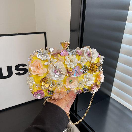 Women's Flower Dinner Fashion Chain Box Women's Shoulder Bag