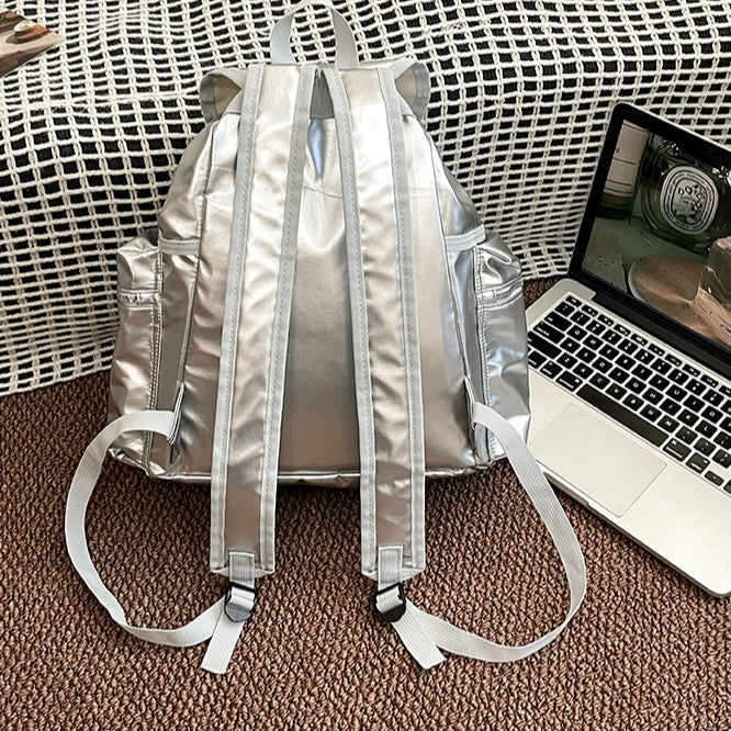 Korean Style Niche Sier Trendy Drawstring Zipper Good-looking Backpacks
